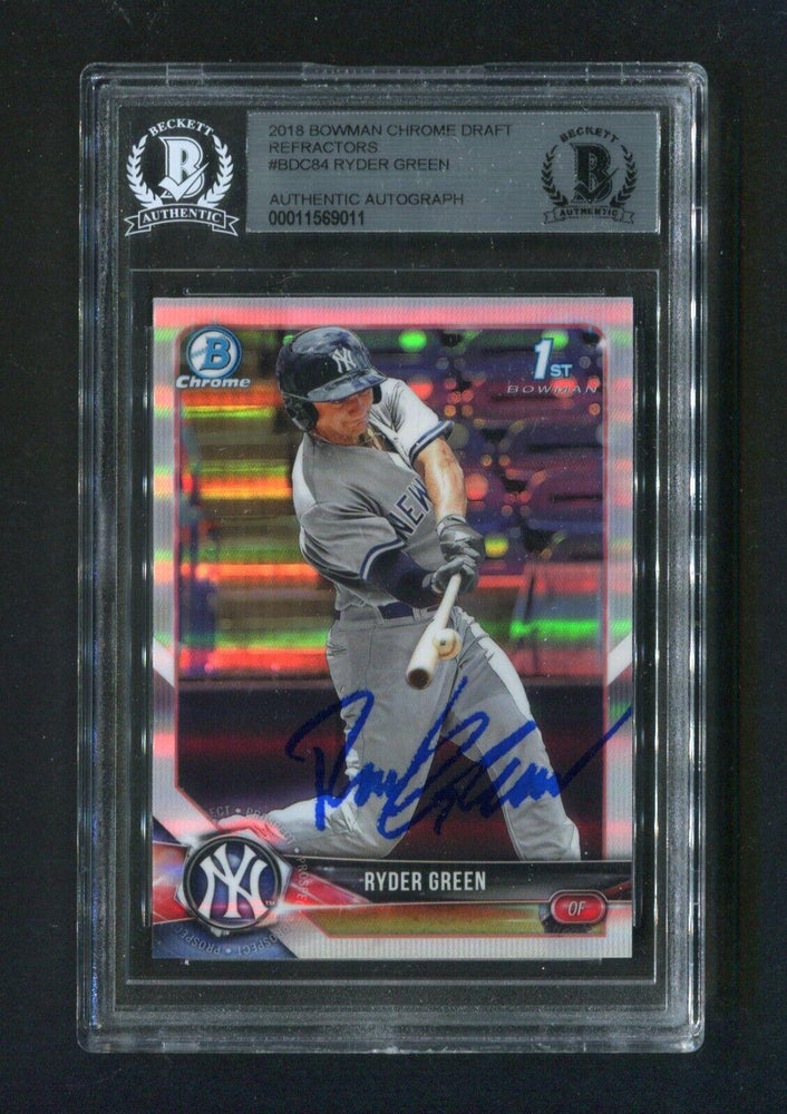 2018 Bowman Chrome Draft Refractors Ryder Green #BDC84 BGS Signed Rookie Baseball Card - RSA