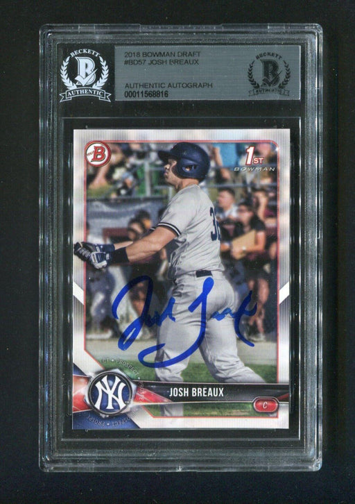2018 Bowman Draft Josh Breaux #BD57 BGS Signed Rookie Baseball Card - RSA