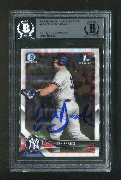 2018 Bowman Chrome Draft Josh Breaux #BDC57 BGS Signed Rookie Baseball Card - RSA
