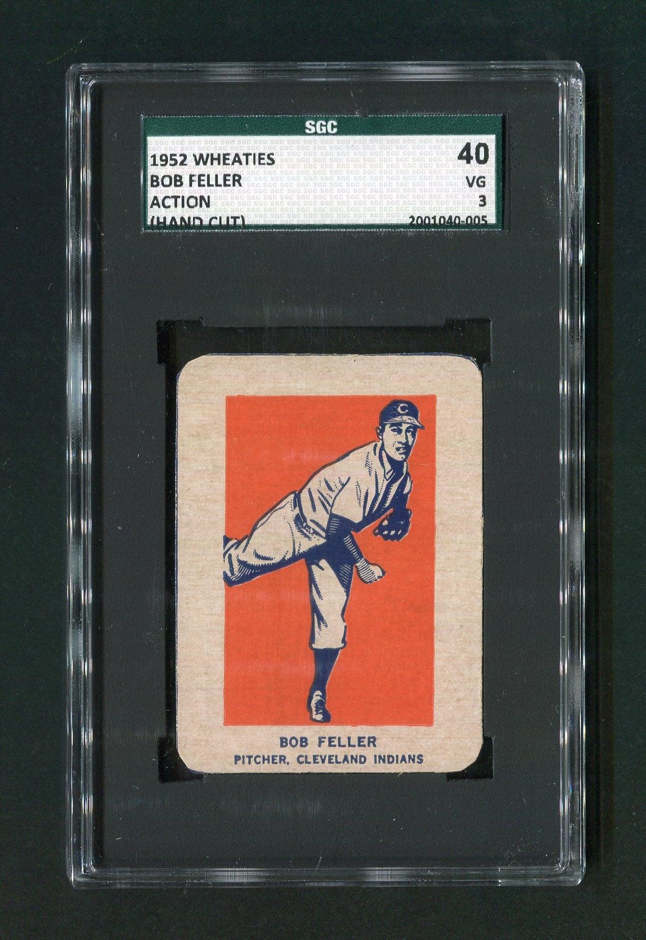 1952 Wheaties Bob Feller Indians SGC 40 Hand Cut Baseball Card — RSA