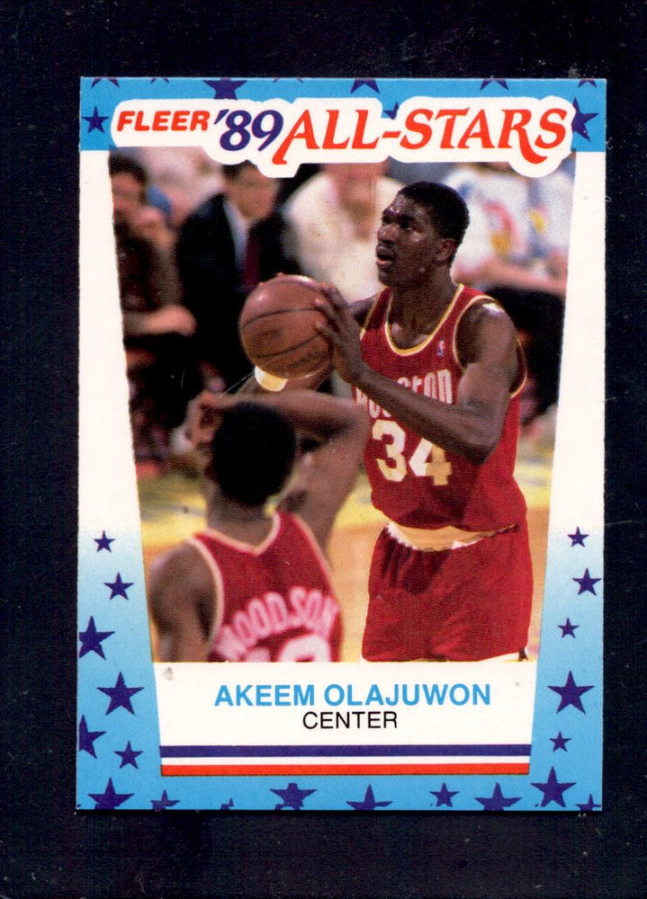 1989-90 Fleer #2 Akeem Olajuwon Houston Rockets Sticker Basketball Cards - RSA