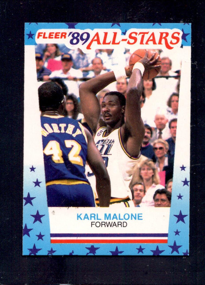 1989-90 Fleer #1 Karl Malone Utah Jazz Sticker Basketball Cards - RSA