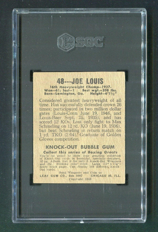1948 Leaf Gum Co. #48 Joe Louis SGC Authentic Heavyweight Champion Boxing Card - RSA