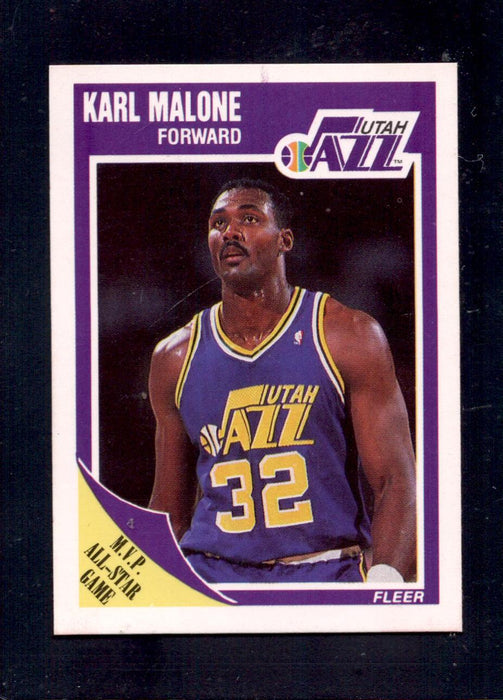 1989-90 Fleer #155 Karl Malone Utah Jazz Basketball Cards - RSA