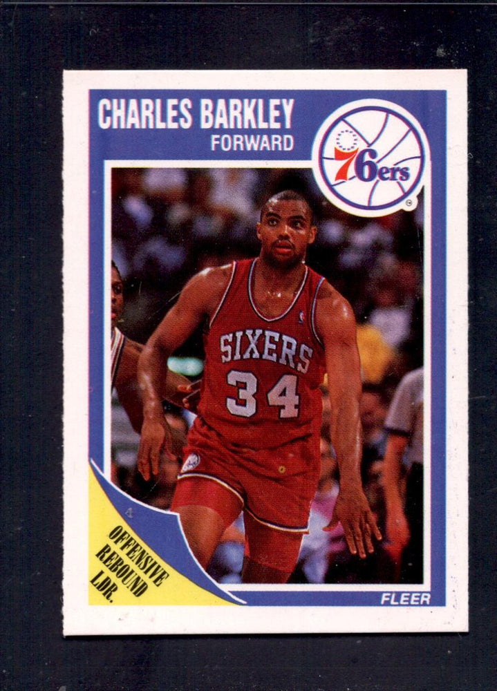 1989-90 Fleer #113 Charles Barkley Philadelphia 76ers Offensive Rebound Leader Basketball Cards - RSA