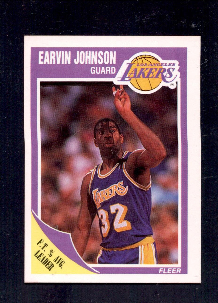 1989-90 Fleer #77 Magic Johnson Los Angeles Lakers Free Throw % Leader — RSA
