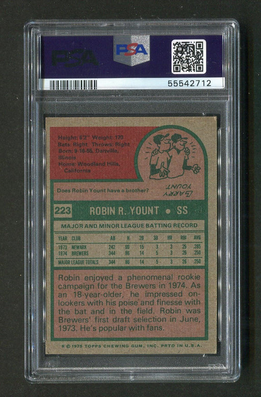 1975 Topps #223 Robin Yount PSA 6 Rookie Baseball Card - RSA
