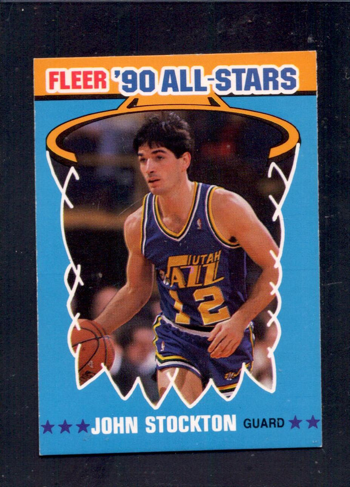 1990-91 Fleer #9 John Stockton Utah Jazz All-Star Basketball Cards - RSA