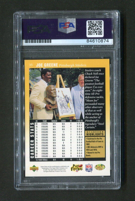 1997 Upper Deck Joe Greene #35 PSA/DNA Certified MINT 9 Signed Football Card - RSA