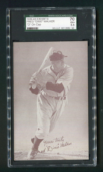 1939-46 Exhibits Fred "Dixie" Walker SGC 70 D on Cap Baseball Card - RSA