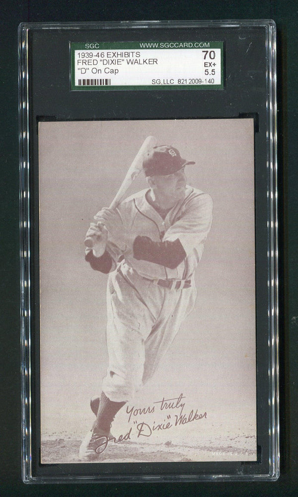 1939-46 Exhibits Fred "Dixie" Walker SGC 70 D on Cap Baseball Card - RSA