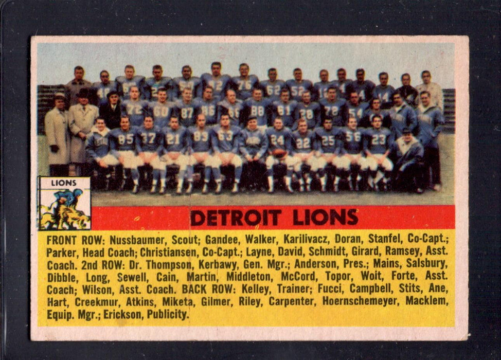 1956 Topps #92 Lions Team Photo Football Card - RSA
