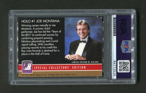 1991 Arena Holograms Joe Montana #1 PSA/DNA GEM MINT 10 Signed Football Card - RSA
