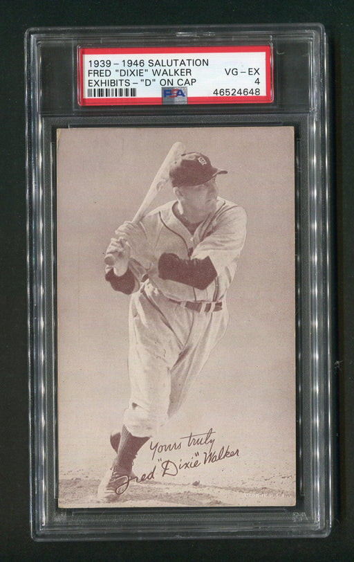 1939-46 Salutation Exhibit Fred "Dixie" Walker PSA 4 D on Cap Baseball Card - RSA