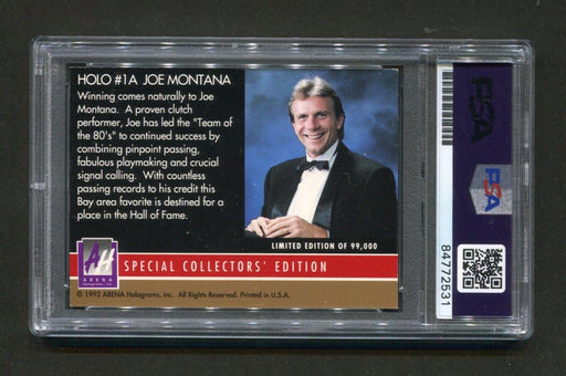 1991 Arena Holograms Joe Montana #1A PSA/DNA GEM MINT 10 Signed Football Card - RSA