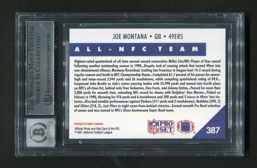 1991 Pro Set Joe Montana #387 BGS 10 Autograph Signed Football Card - RSA