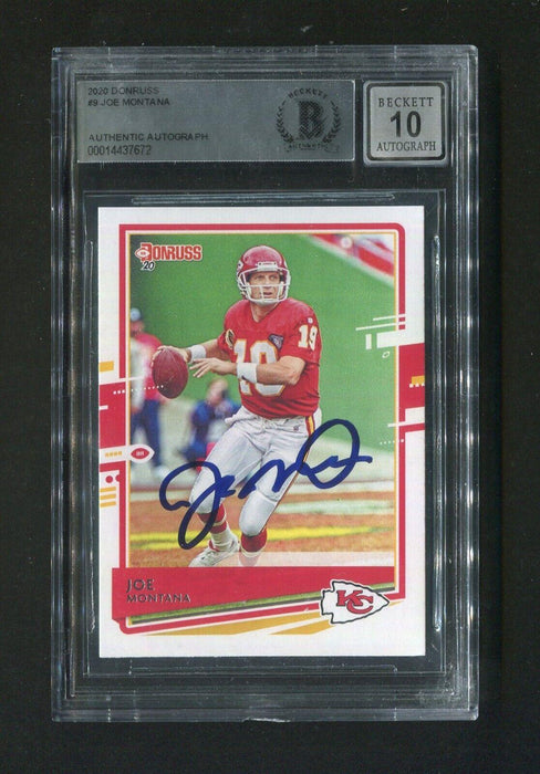 2020 Panini Donruss Joe Montana #9 BGS 10 Autograph Signed Football Card - RSA