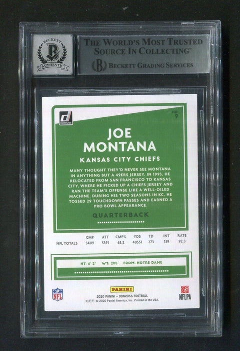 2020 Panini Donruss Joe Montana #9 BGS 10 Autograph Signed Football Card - RSA