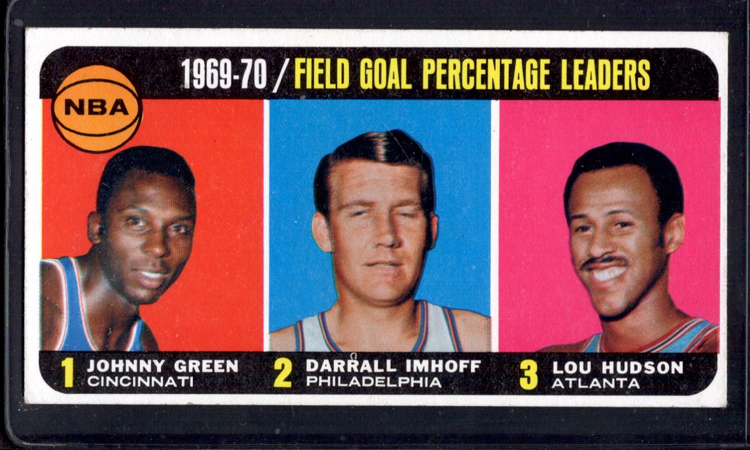 1970-71 Topps #3 Johnny Green/Darrell Imhoff/Lou Hudson Field Goal % Leaders Basketball Cards - RSA