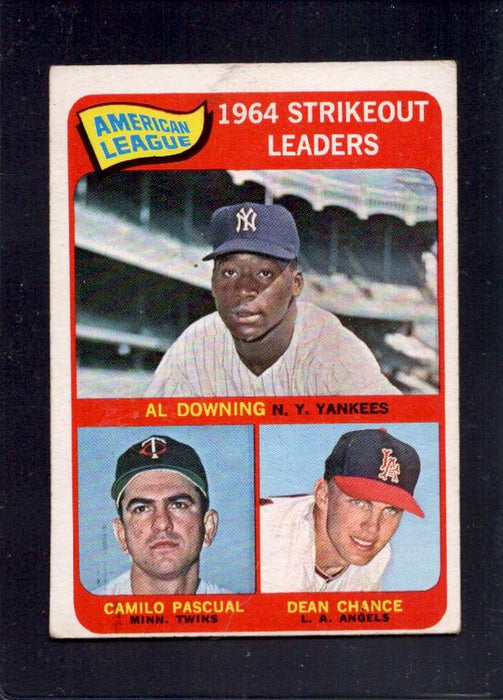 1965 Dean Chance Topps #11 1964 AL Strikeout Leaders Baseball Card - RSA