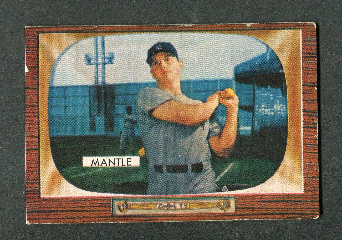 1955 Bowman #202 Mickey Mantle Yankees Baseball Card - RSA