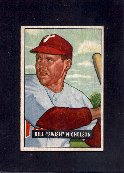 1951 Bill Nicholson Bowman #113 Phillies Baseball Card - RSA