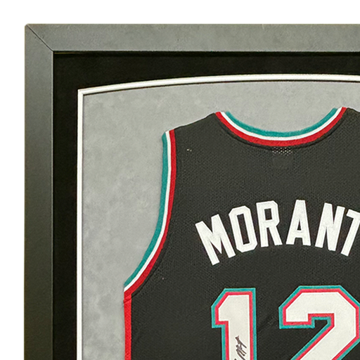 JA Morant Signed Memphis Black Custom Suede Matte Framed Jersey