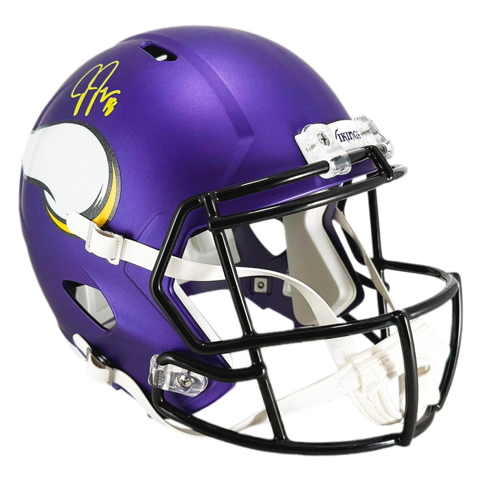 Justin Jefferson Signed Yellow Ink Minnesota Vikings Speed Full-Size Replica Football Helmet (Beckett)