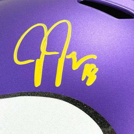 Justin Jefferson Signed Yellow Ink Minnesota Vikings Speed Full-Size Replica Football Helmet (Beckett)