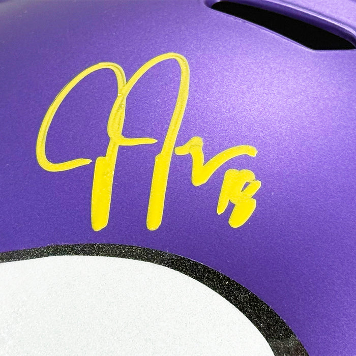 Justin Jefferson Signed Yellow Ink Minnesota Vikings Speed Full-Size Replica Football Helmet (Beckett)
