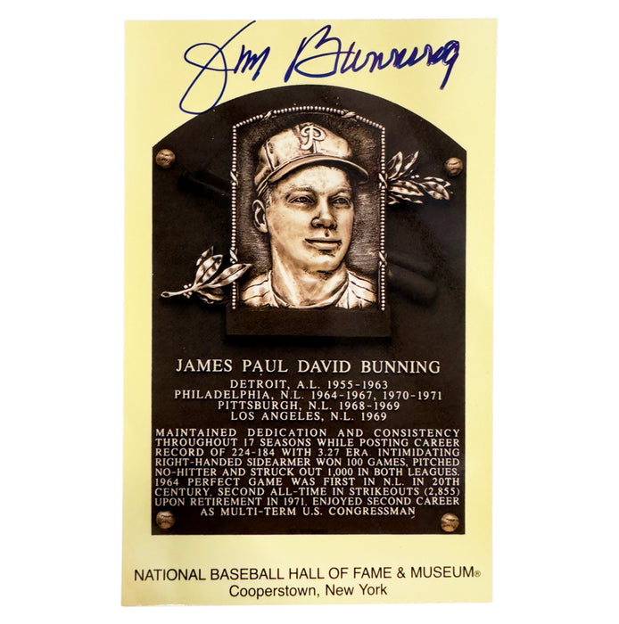 Jim Bunning Signed HOF Plaque Card (JSA)