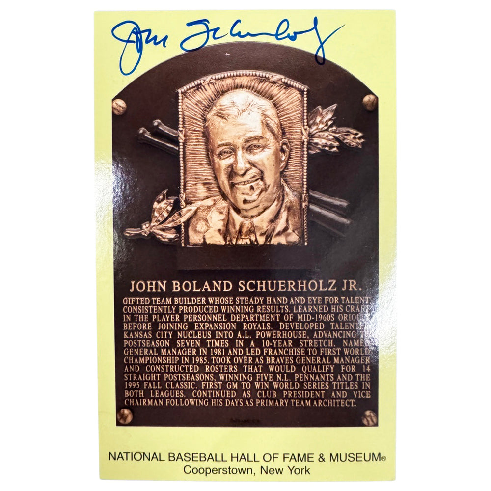 John Schuerholz Jr Signed HOF Plaque Card (JSA)