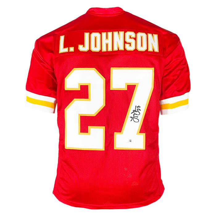 Larry Johnson Signed Kansas City Red Football Jersey (Beckett)
