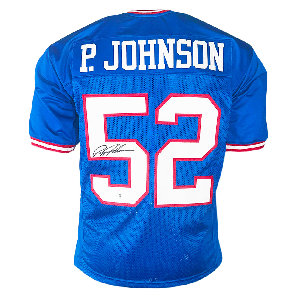 Pepper Johnson Signed New York Blue Football Jersey (Beckett)