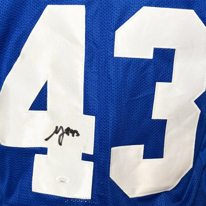 Michael Johnson Signed New York Blue Football Jersey (JSA)