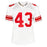 Michael Johnson Signed SBXLII Inscription New York White Football Jersey (JSA)