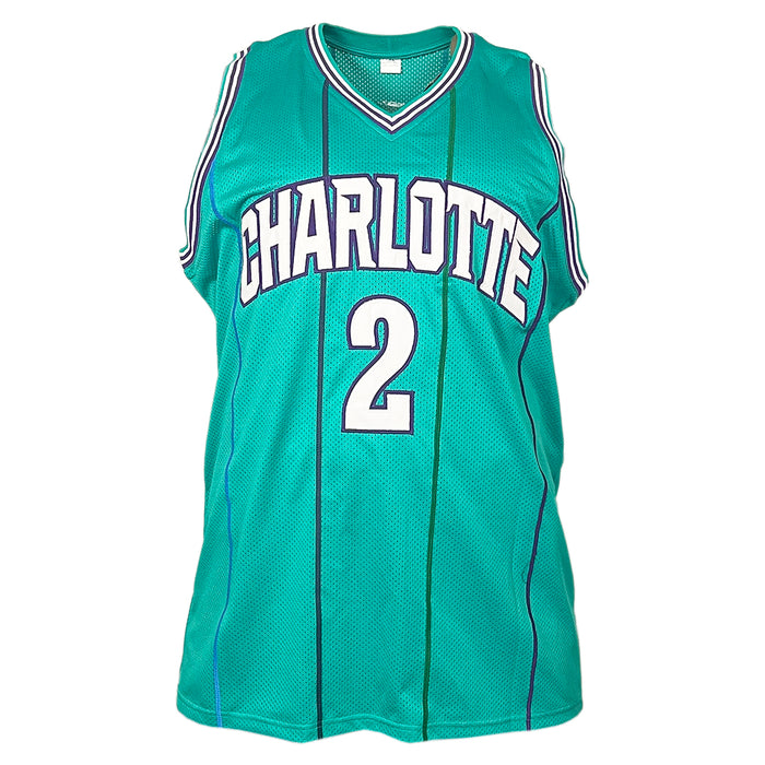 Larry Johnson Signed Charlotte Teal Basketball Jersey (PSA)