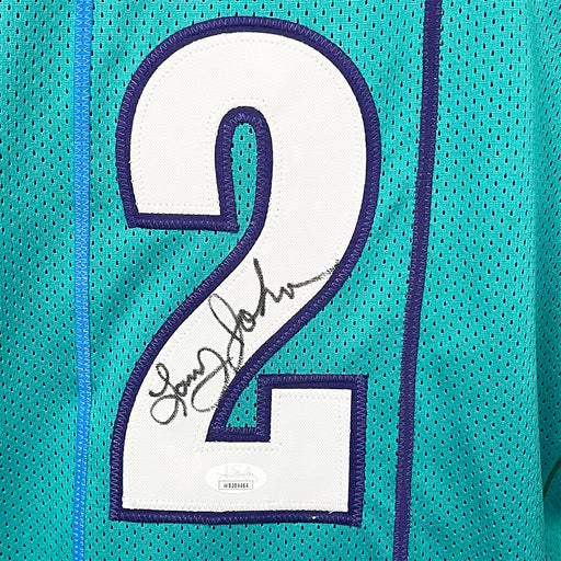 Larry Johnson Signed Charlotte Teal Basketball Jersey (PSA)