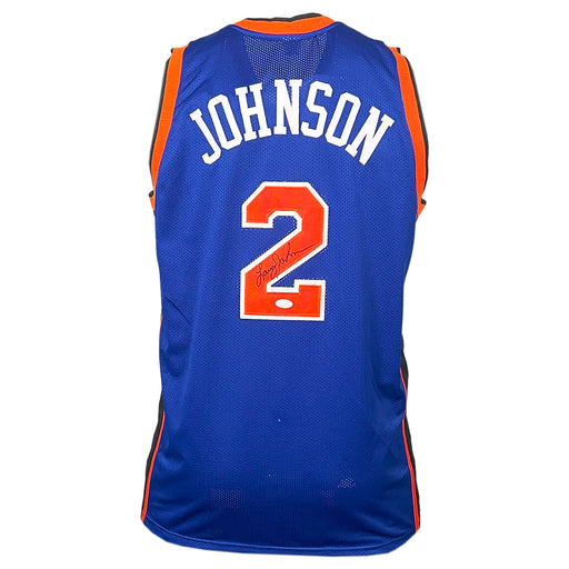 Larry Johnson Signed New York Blue Basketball Jersey (PSA)