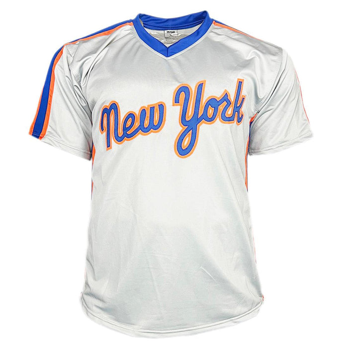 Howard Johnson Signed 86 WSC Inscription New York Grey Baseball Jersey (Beckett) - RSA