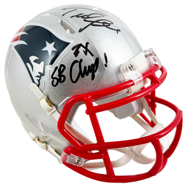 Ted Johnson Signed 3x SB Champ Inscription New England Patriots Speed Mini Football Helmet (JSA)