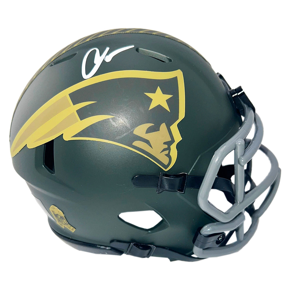 Chad Johnson Signed New England Patriots Salute 2025 Mini Football Helmet (JSA)