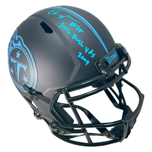 Chris Johnson Signed 2006 Rush Yds 2009 Inscription Tennessee Titans Eclipse Full-Size Replica Football Helmet (Beckett)