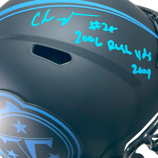 Chris Johnson Signed 2006 Rush Yds 2009 Inscription Tennessee Titans Eclipse Full-Size Replica Football Helmet (Beckett)