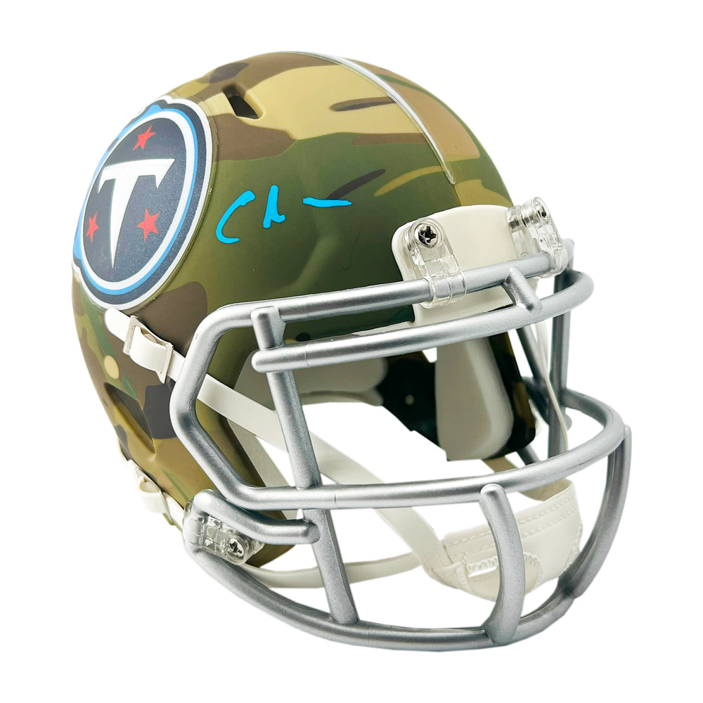 Chris Johnson Signed Tennessee Titans Camo Speed Mini Football Helmet (Beckett)