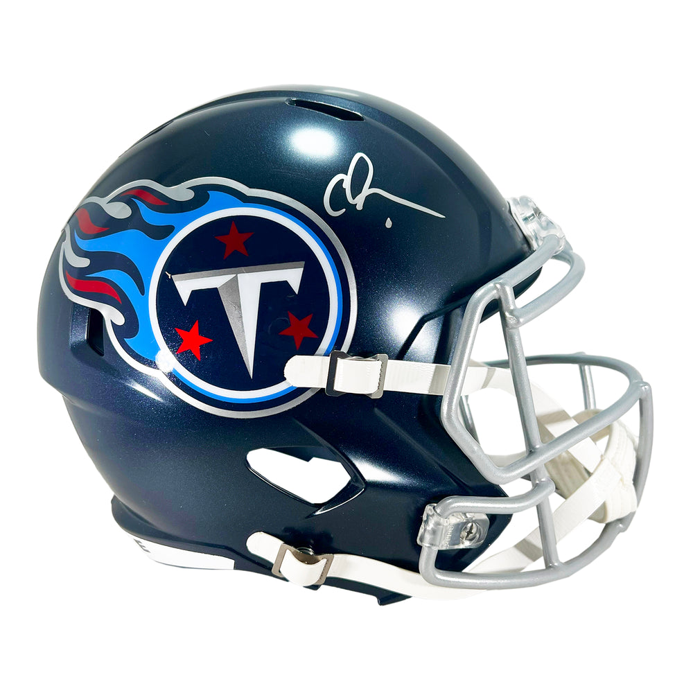Chris Johnson Signed Tennessee Titans Navy Speed Full-Size Replica Football Helmet (Beckett)