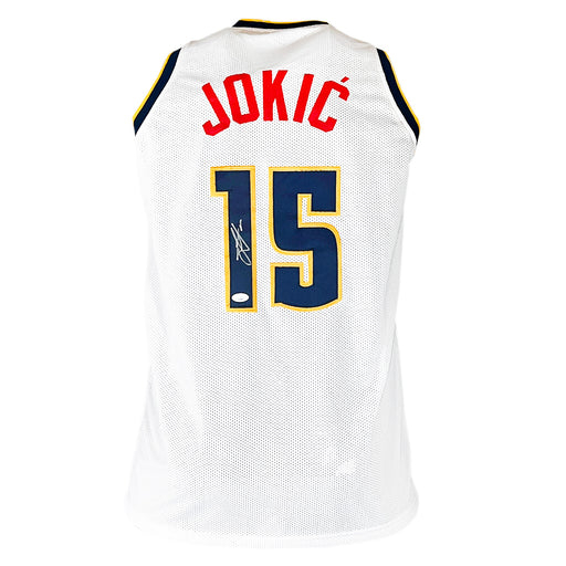 Nikola Jokic Signed Denver White Signed on 1 Basketball Jersey (JSA)