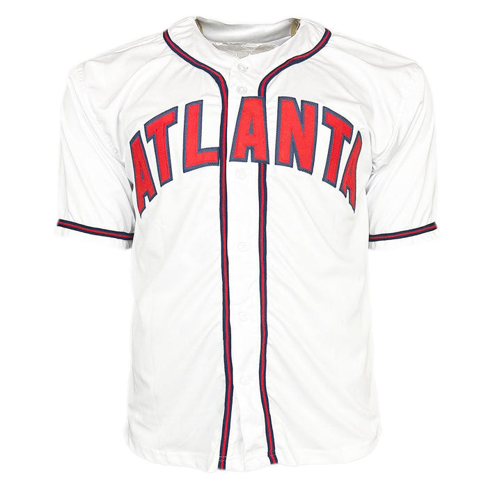 RSA David Justice Signed Atlanta White Decal Baseball Jersey (Beckett)