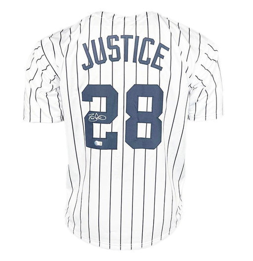 David Justice Signed New York Pinstripe Baseball Jersey (Beckett) - RSA