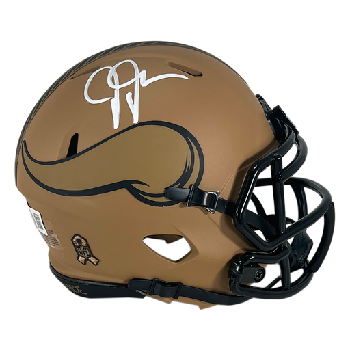 Justin Jefferson Signed Minnesota Vikings Salute to Service 2 Speed Mini Football Helmet (Beckett)
